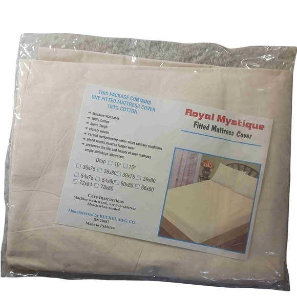 NEW Royal Mystique Fitted Cotton Mattress Cover Protector Twin/Twin XL 39x80x10" - Picture 1 of 6